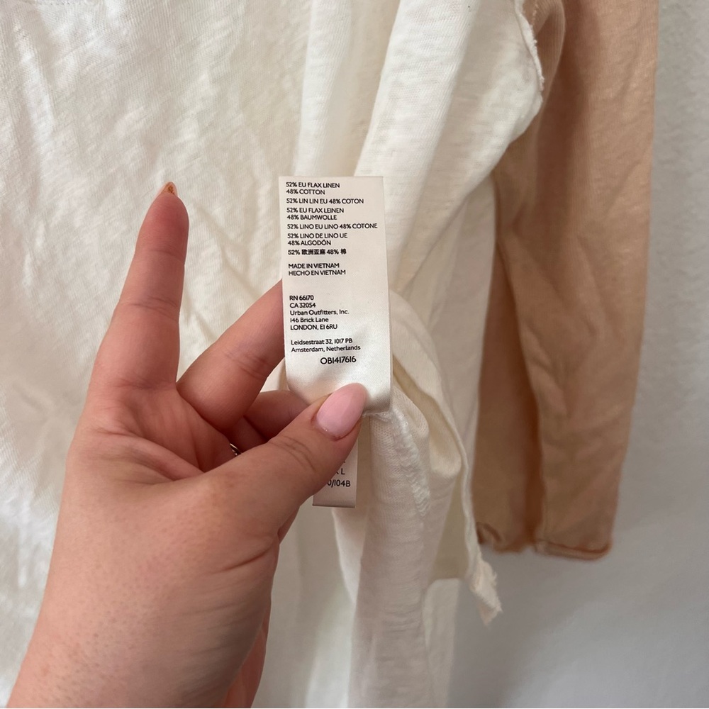 Free People Grand Slam 3/4 Linen Blend Tee Sz L - Picture 4 of 5
